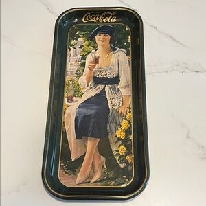 Coca-Cola Elegant Lady Tray with Blue and Yellow Accents